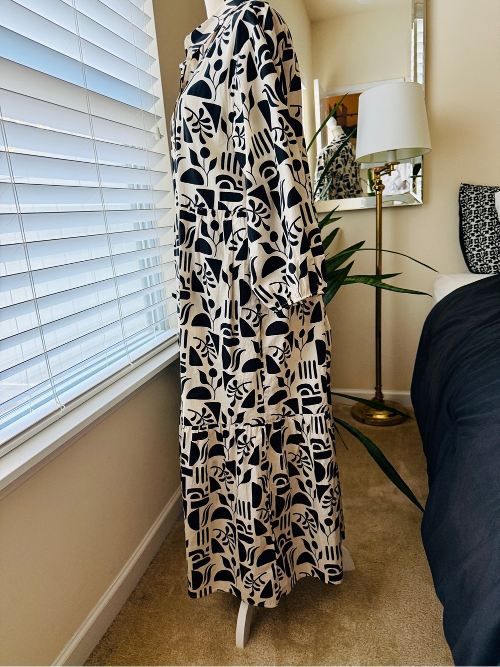 Anthropologie Maeve Black & Cream Print Dress - Picture 4 of 5
